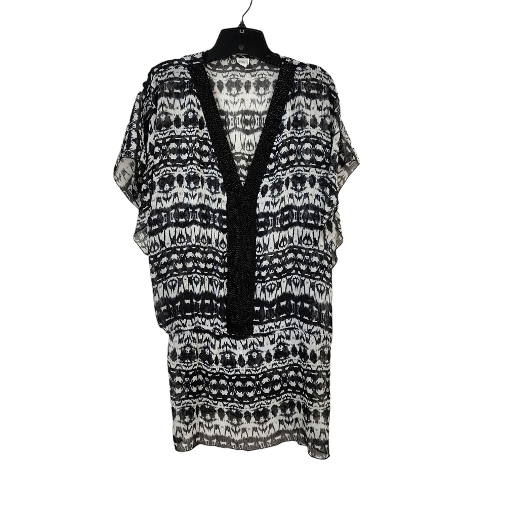 Badgley Mischka Women's Tribal Print Beaded Sheer Tunic Coverup - S